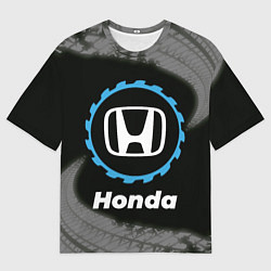 Мужская футболка оверсайз Honda в стиле Top Gear со следами шин на фоне