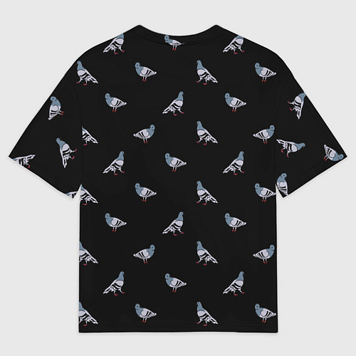 Мужская футболка оверсайз Голуби на черном паттерн / 3D-принт – фото 2