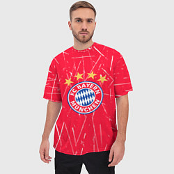 Футболка оверсайз мужская Bayern munchen белые царапины на красном фоне, цвет: 3D-принт — фото 2