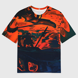 Футболка оверсайз мужская Дракон и рыцарь, цвет: 3D-принт