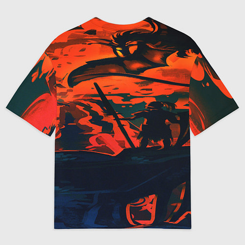 Мужская футболка оверсайз Дракон и рыцарь / 3D-принт – фото 2