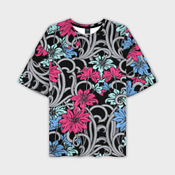 Мужская футболка оверсайз Цветочный летний паттерн Fashion trend