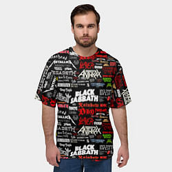 Футболка оверсайз мужская THE TEXTURE OF MUSICAL ROCK BANDS, цвет: 3D-принт — фото 2
