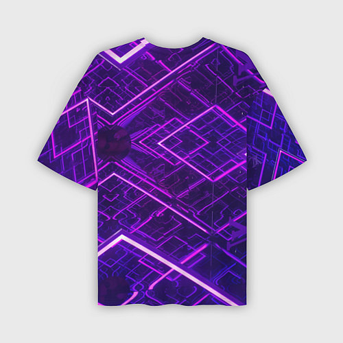 Мужская футболка оверсайз Неоновые ромбы в абстракции - Фиолетовый / 3D-принт – фото 2