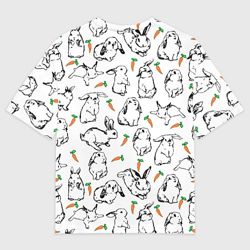 Мужская футболка оверсайз Зайцы с морковками / 3D-принт – фото 2