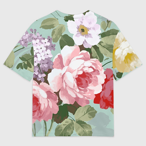 Мужская футболка оверсайз Букет роз Лето / 3D-принт – фото 2