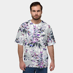 Футболка оверсайз мужская Цветы Серый Букет, цвет: 3D-принт — фото 2