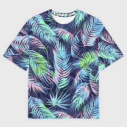 Футболка оверсайз мужская Разноцветные Листья Пальм, цвет: 3D-принт