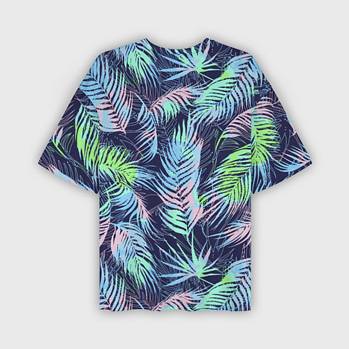 Мужская футболка оверсайз Разноцветные Листья Пальм / 3D-принт – фото 2