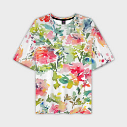 Мужская футболка оверсайз Floral pattern Watercolour Summer