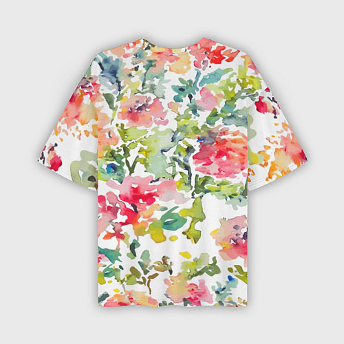 Мужская футболка оверсайз Floral pattern Watercolour Summer / 3D-принт – фото 2