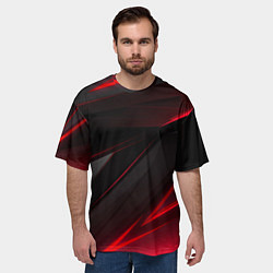 Футболка оверсайз мужская Красно-черный фон, цвет: 3D-принт — фото 2