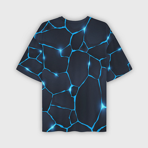 Мужская футболка оверсайз Синие разломы / 3D-принт – фото 2