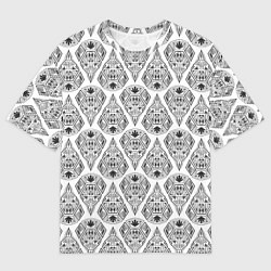 Мужская футболка оверсайз Черно-белый геометрический узор Арт деко