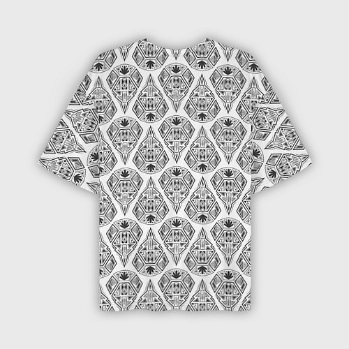 Мужская футболка оверсайз Черно-белый геометрический узор Арт деко / 3D-принт – фото 2