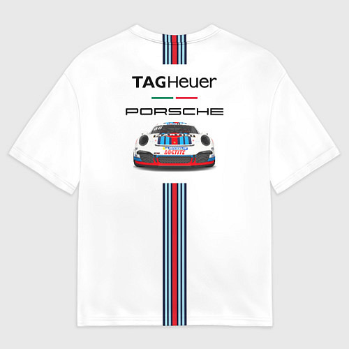 Мужская футболка оверсайз Porsche Martini Racing / 3D-принт – фото 2