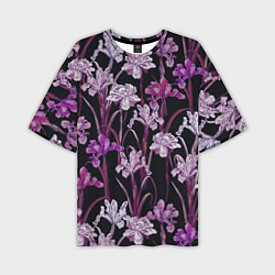 Мужская футболка оверсайз Цветы Фиолетовые Ирисы