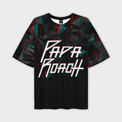 Мужская футболка оверсайз Papa roach Glitch Big Logo