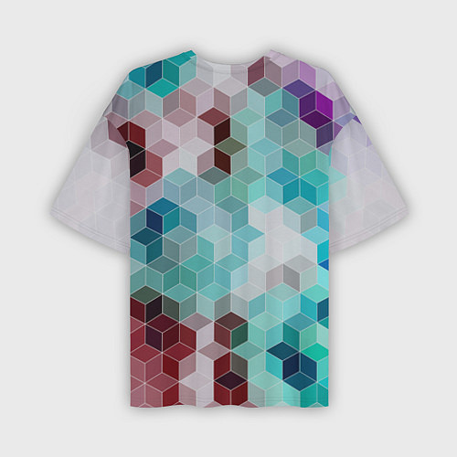Мужская футболка оверсайз Бирюзово-коричневый геометрический узор / 3D-принт – фото 2