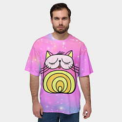 Футболка оверсайз мужская Абстрактный круглый котик, цвет: 3D-принт — фото 2