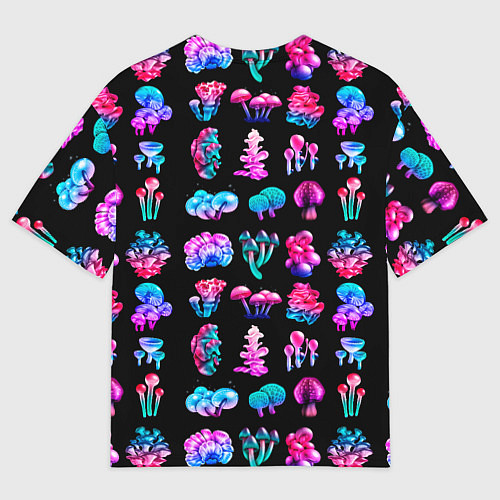 Мужская футболка оверсайз NEON MUSHROOMS / 3D-принт – фото 2