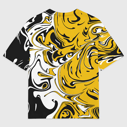 Мужская футболка оверсайз Черно-желтые разводы / 3D-принт – фото 2