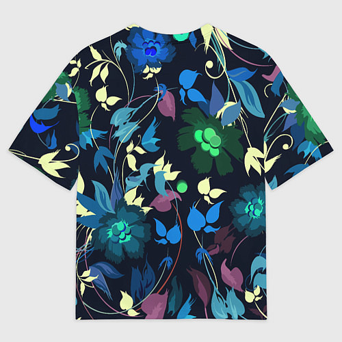 Мужская футболка оверсайз Color summer night Floral pattern / 3D-принт – фото 2