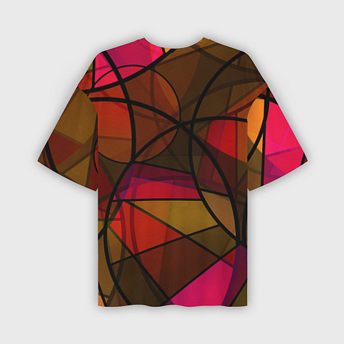 Мужская футболка оверсайз Абстрактный узор в оранжево-красных тонах / 3D-принт – фото 2