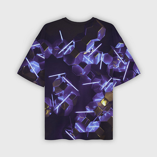 Мужская футболка оверсайз Неоновые фигуры с лазерами - Фиолетовый / 3D-принт – фото 2