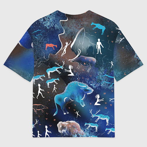 Мужская футболка оверсайз Альтернативная Альтамира синяя / 3D-принт – фото 2