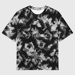 Футболка оверсайз мужская Черно-белый абстрактный камуфляж, цвет: 3D-принт