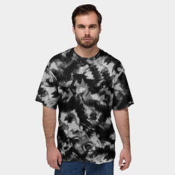Футболка оверсайз мужская Черно-белый абстрактный камуфляж, цвет: 3D-принт — фото 2