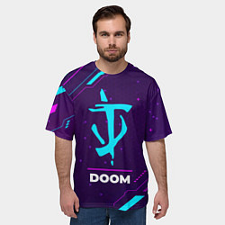 Футболка оверсайз мужская Символ Doom в неоновых цветах на темном фоне, цвет: 3D-принт — фото 2
