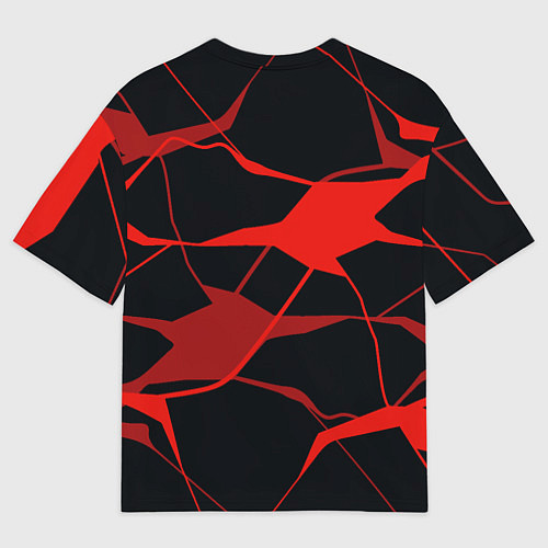 Мужская футболка оверсайз Красный самурай с красными разводами / 3D-принт – фото 2