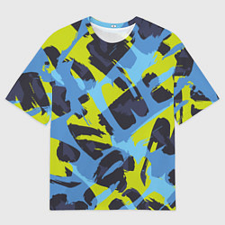 Футболка оверсайз мужская Сине-салатовая абстракция, цвет: 3D-принт