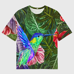 Мужская футболка оверсайз Колибри живопись