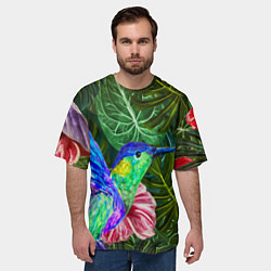 Футболка оверсайз мужская Колибри живопись, цвет: 3D-принт — фото 2