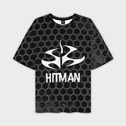 Мужская футболка оверсайз Hitman Glitch на темном фоне