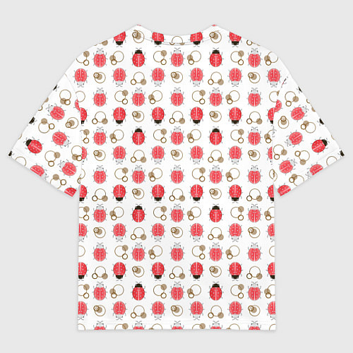 Мужская футболка оверсайз Забавные Божьи коровки на белом фоне / 3D-принт – фото 2