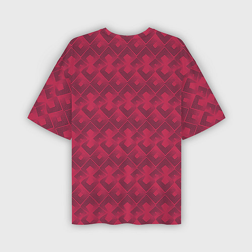 Мужская футболка оверсайз Современный красный геометрический узор арт деко / 3D-принт – фото 2