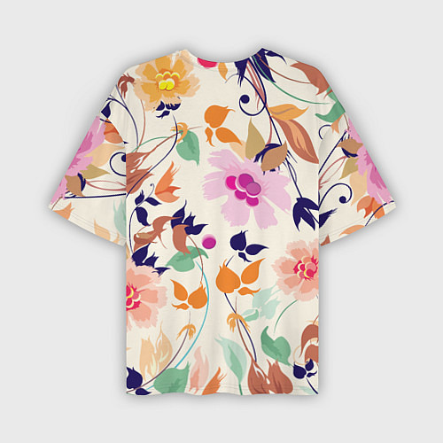 Мужская футболка оверсайз Summer floral pattern / 3D-принт – фото 2
