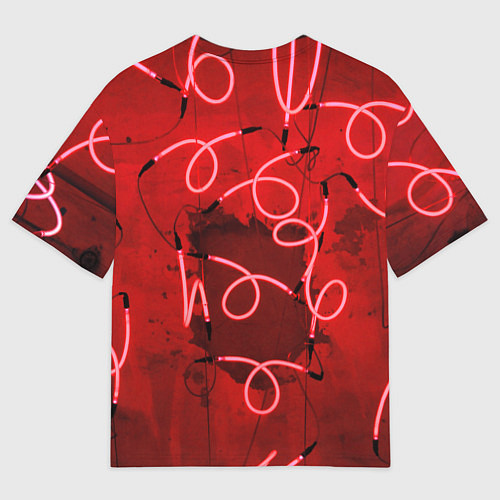 Мужская футболка оверсайз Неоновые закрученные фонари - Красный / 3D-принт – фото 2
