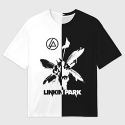 Футболка оверсайз мужская Linkin Park логотип черно-белый, цвет: 3D-принт