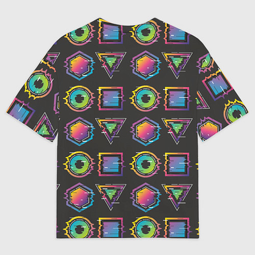 Мужская футболка оверсайз Геометрический яркий глитч / 3D-принт – фото 2