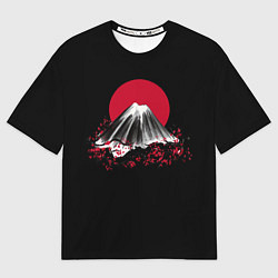 Футболка оверсайз мужская Гора Фудзи Цветение сакуры, цвет: 3D-принт