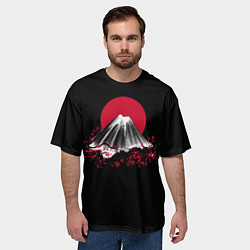 Футболка оверсайз мужская Гора Фудзи Цветение сакуры, цвет: 3D-принт — фото 2