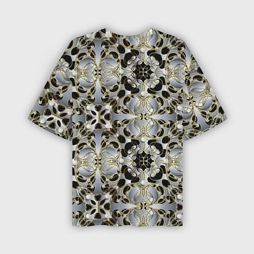 Мужская футболка оверсайз Black silver geometry / 3D-принт – фото 2