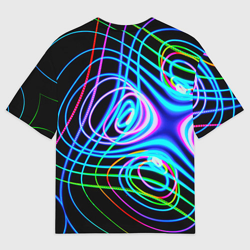 Мужская футболка оверсайз Неоновое множество линий - Голубой / 3D-принт – фото 2