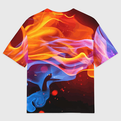 Мужская футболка оверсайз Огонь и вода Стихия Абстракция / 3D-принт – фото 2