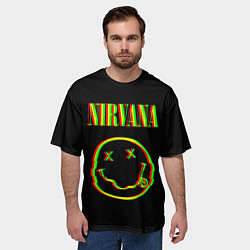 Футболка оверсайз мужская Nirvana глитч, цвет: 3D-принт — фото 2